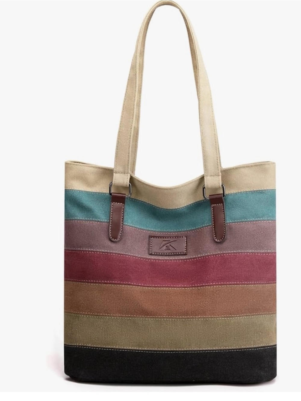 Canvas Tote Bag Large Capacity Waterproof Travel Handbag with Pockets - Picture 1 of 4